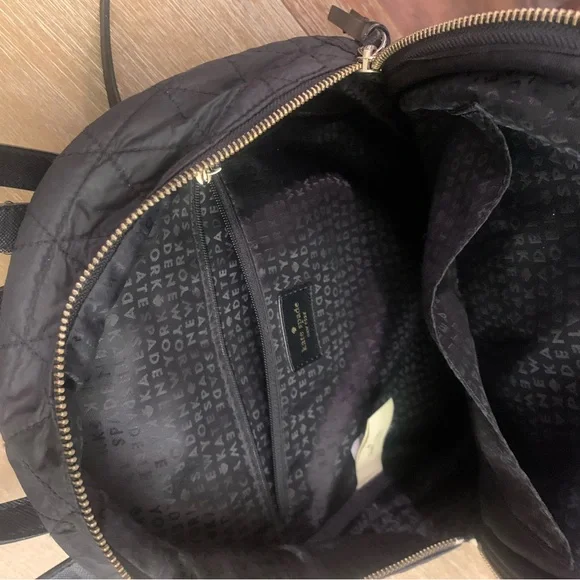 Kate Spade Black Quilted Backpack with Gold Details - Picture 14 of 16